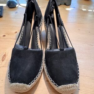 Eileen Fisher Yasmin Black Suede Espadrille Slip-On Size 10 NWT Women